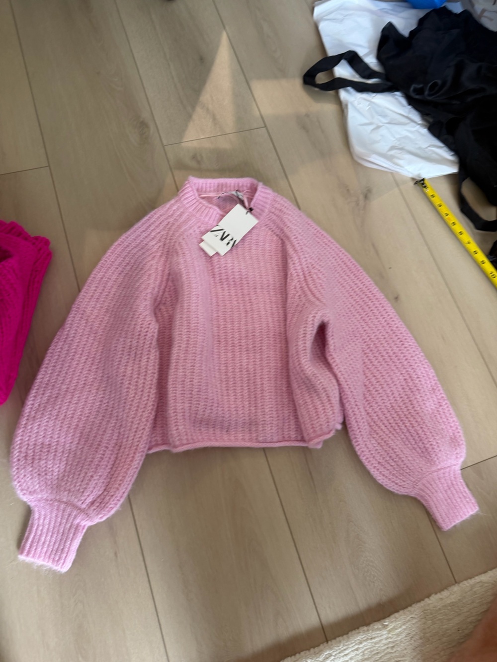 Zara Soft Pink Chunky Crewneck Sweater